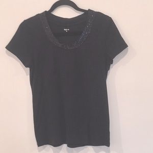 Black Sequin T-shirt Sz M Style & Co